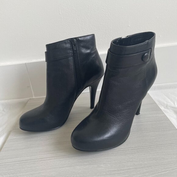 Nine West - Black Leather Ankle Boots - Picture 1 of 10